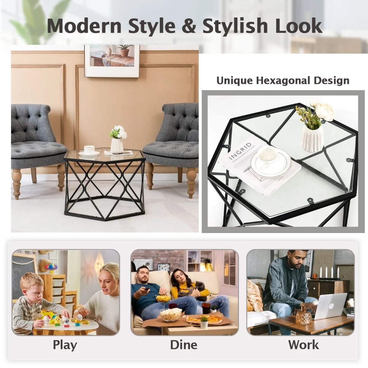 Geometric Glass Coffee Table