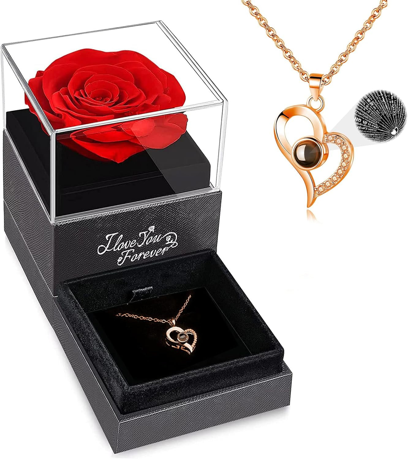 Rose with "I Love You" Necklace