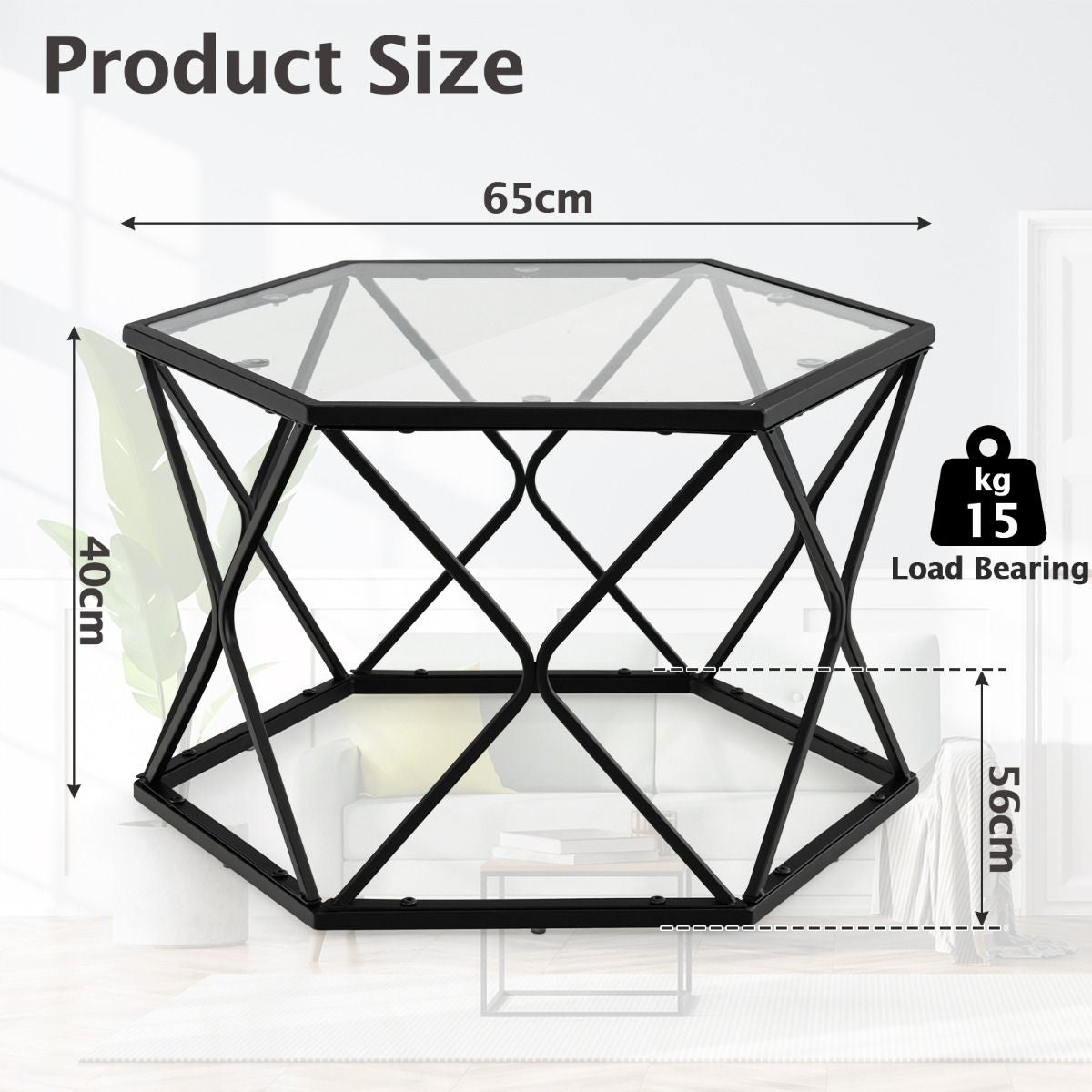 Geometric Glass Coffee Table 