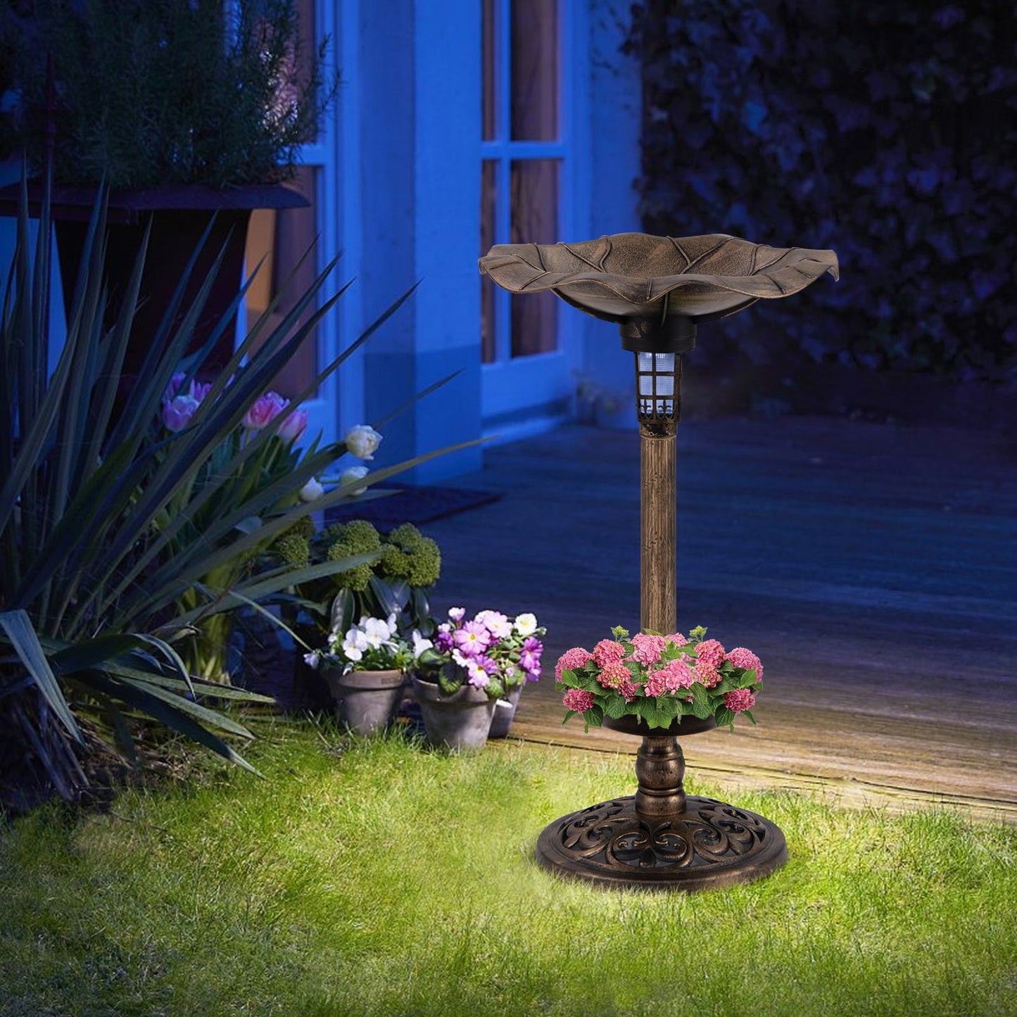 Solar-Powered Bird Bath and Feeder