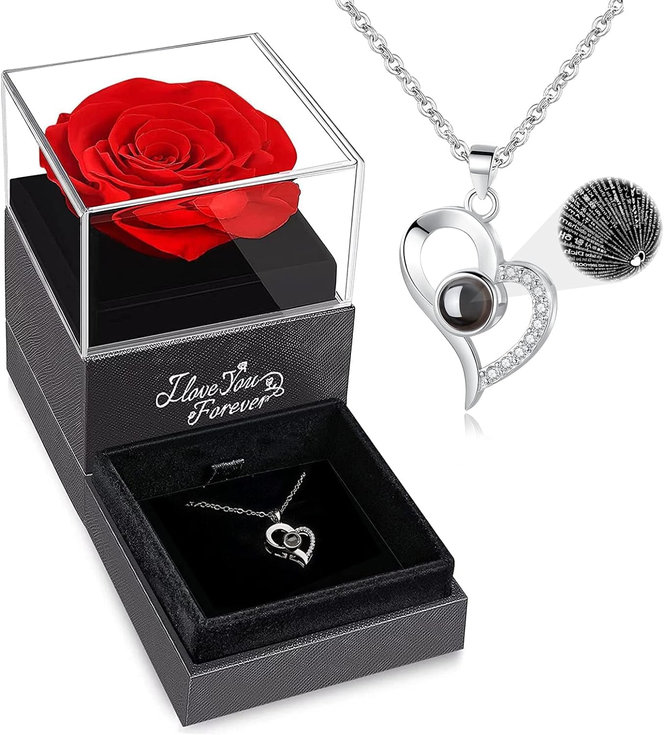 Rose with "I Love You" Necklace