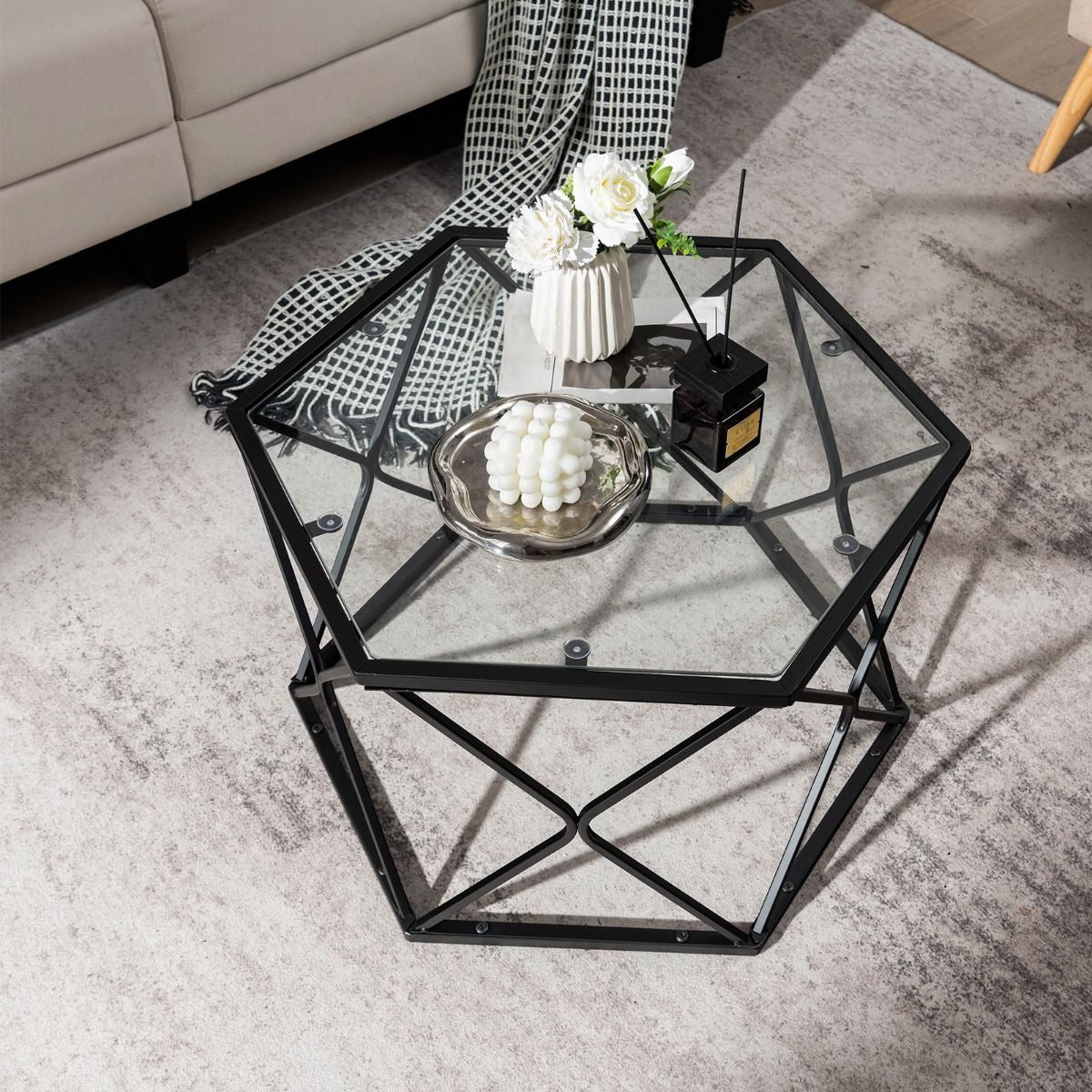 Geometric Glass Coffee Table 