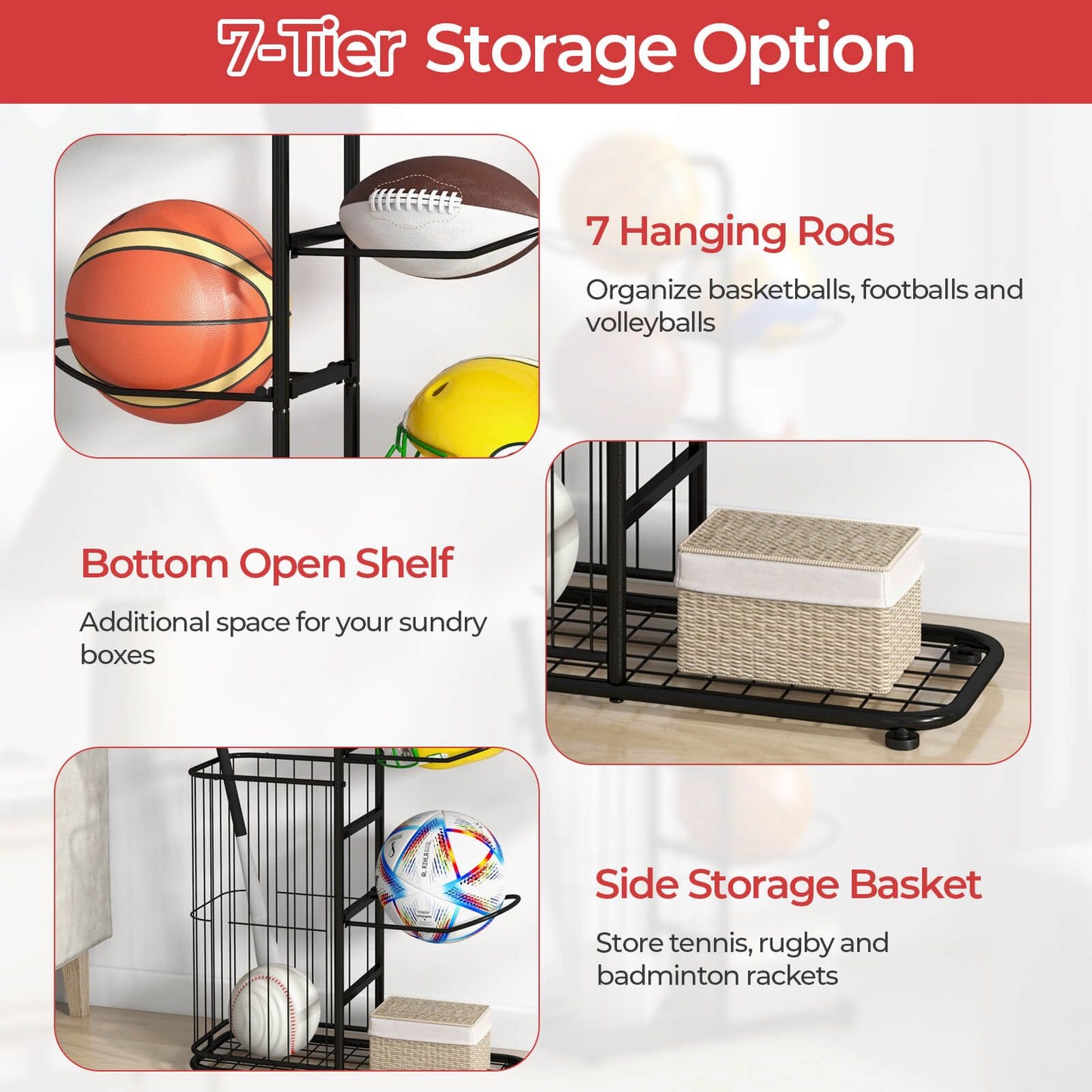 7-Tier Ball Storage Rack