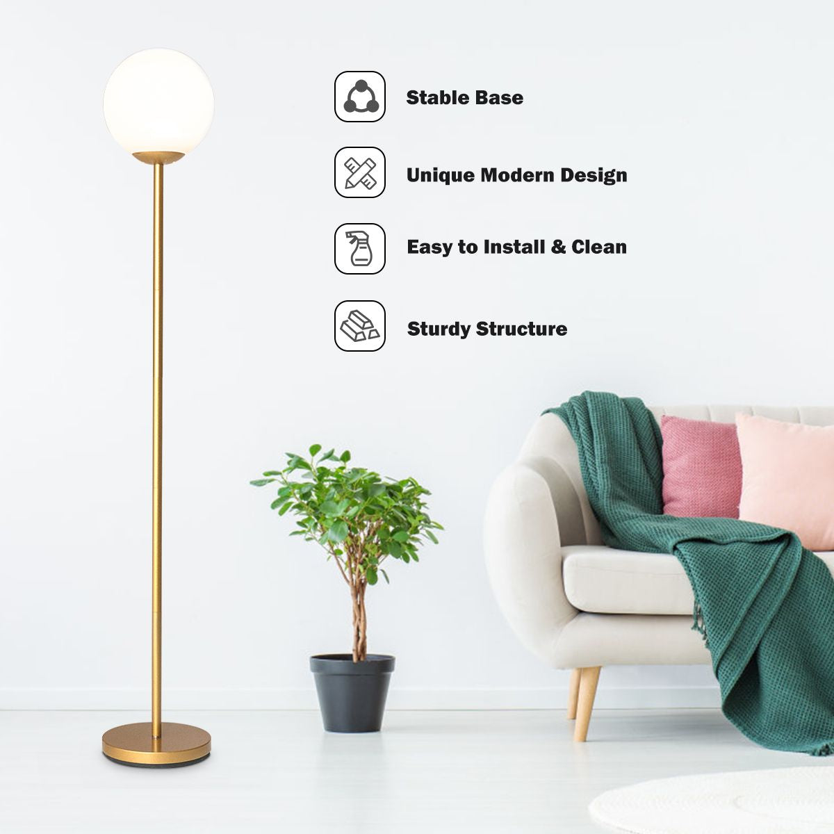 Globe Lamp Cover Floor Lamp with Acrylic Lampshade
