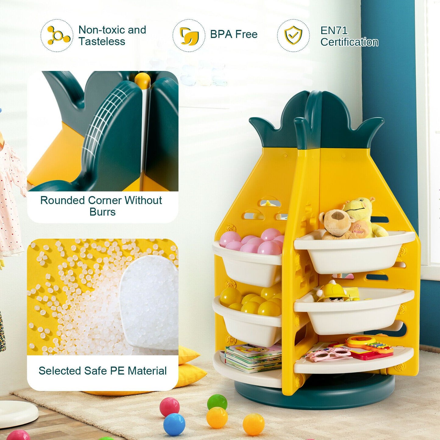 Pineapple 360° Rotation Toy Storage 
