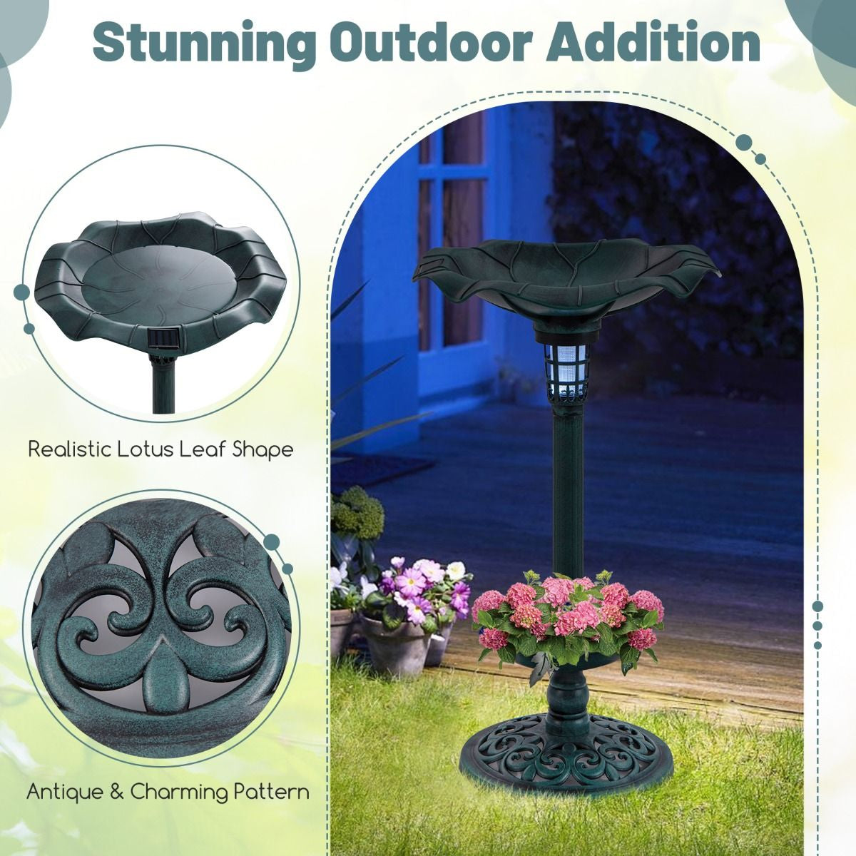 Solar-Powered Bird Bath and Feeder
