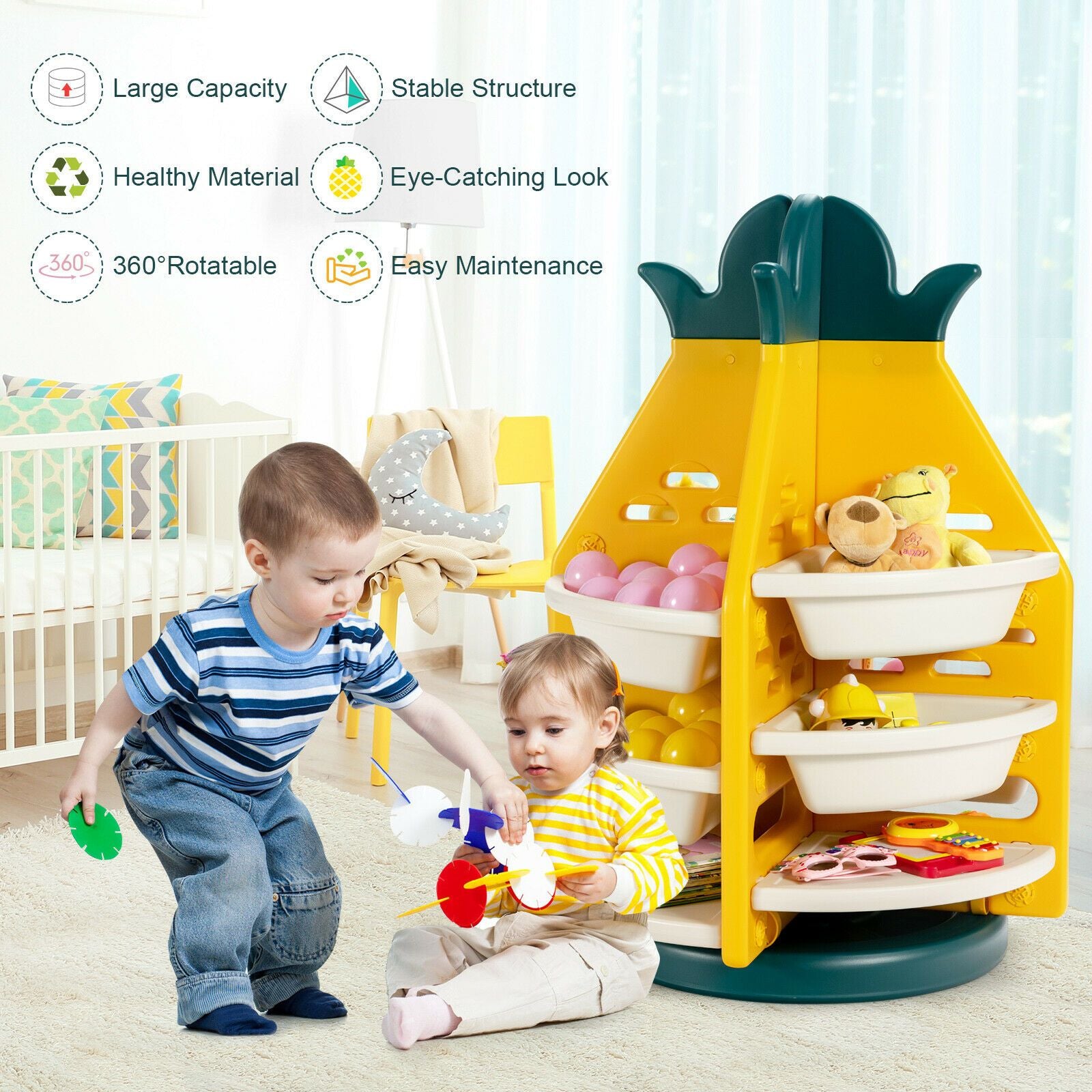 Pineapple 360° Rotation Toy Storage 