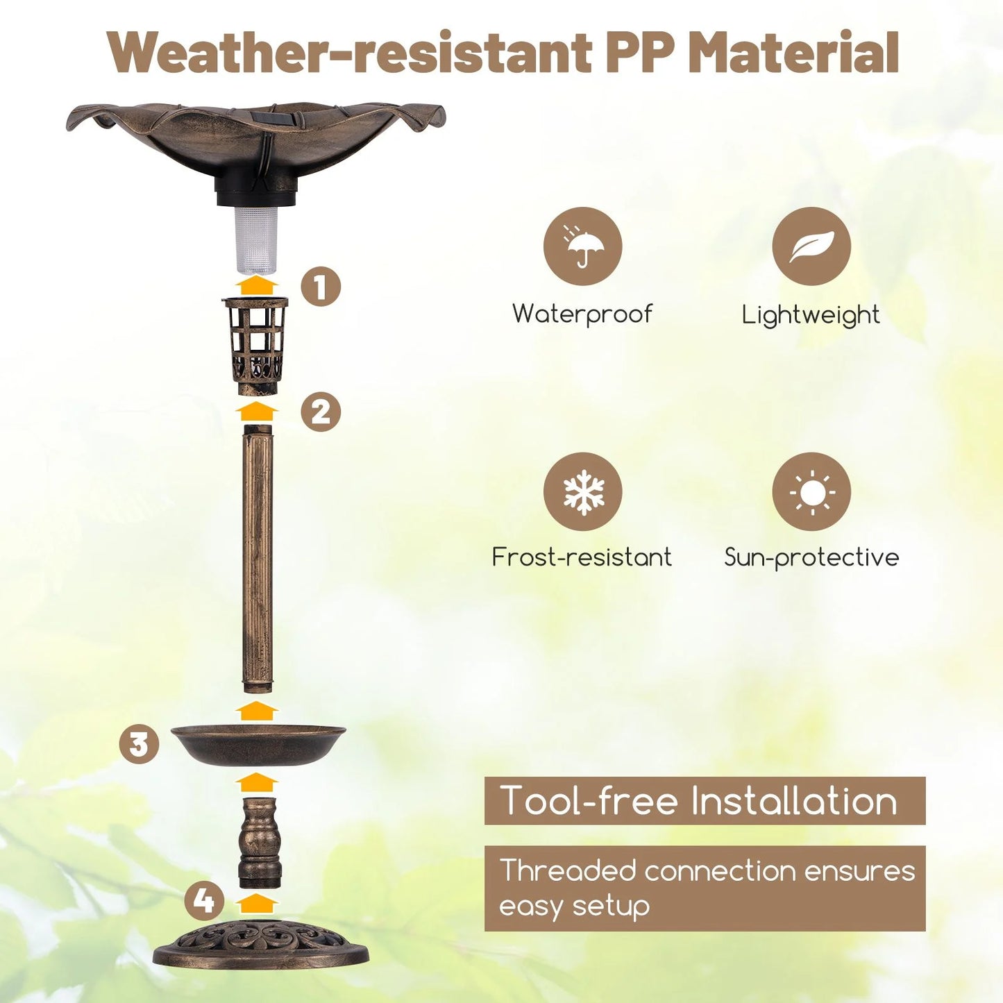 Solar-Powered Bird Bath and Feeder