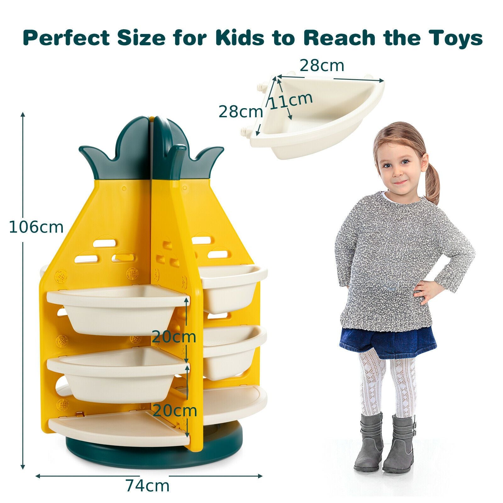 Pineapple 360° Rotation Toy Storage 