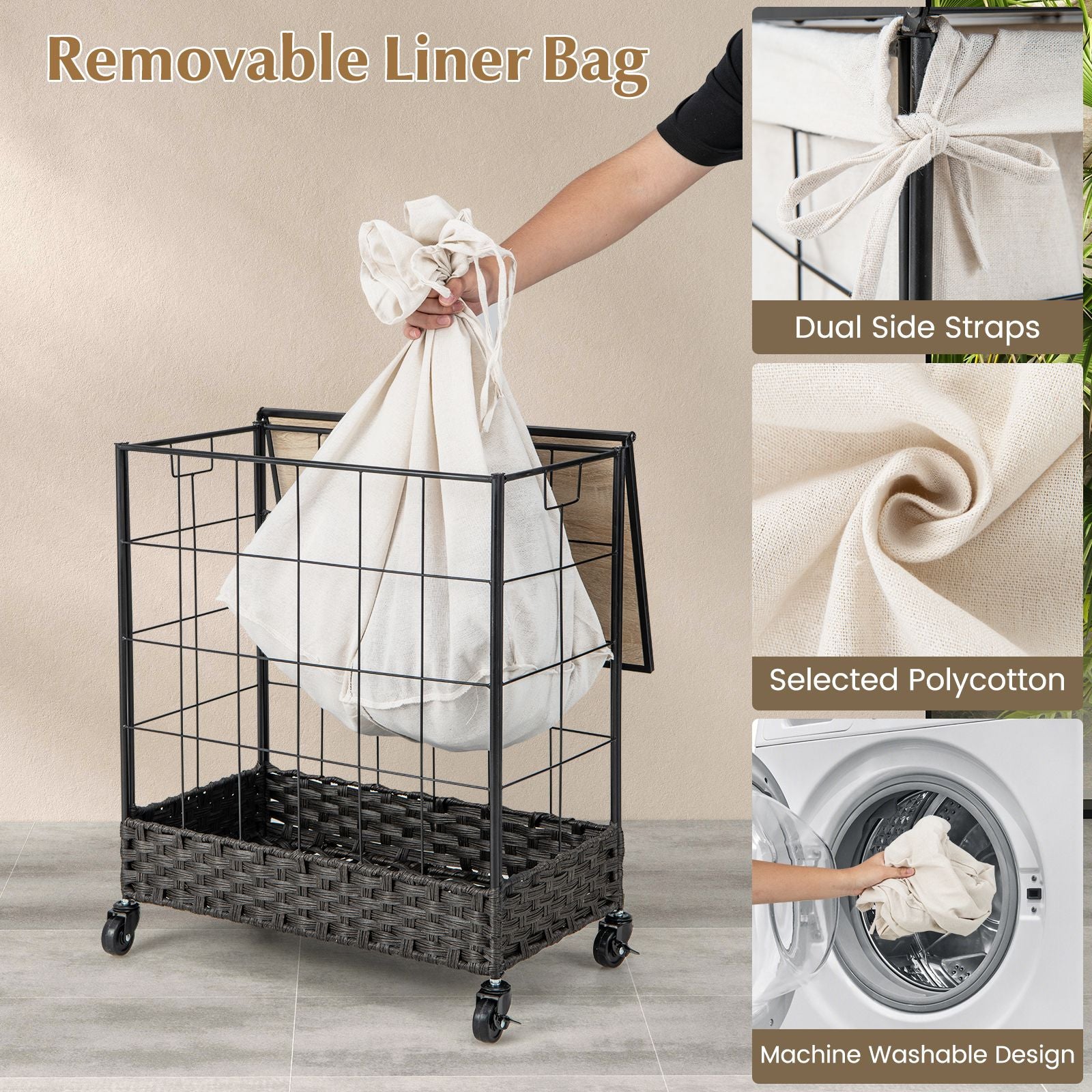  Rattan Laundry Hamper 130L