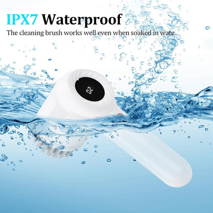 Electric Cleaning Brush Cordless, IPX7 Waterproof Electric Spin Scrubber with LED Display, 5 Replacement Heads, 2 Adjustable Speeds Bathroom Brush for Kitchen/Tile/Garden/Floor/Car