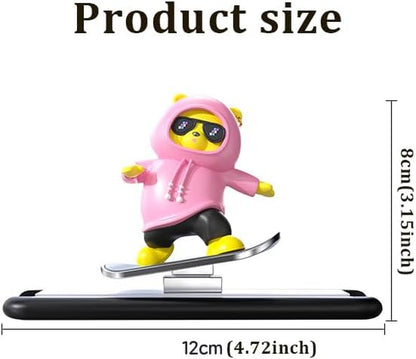 Car Dashboard Decor-Skateboarding Bear Cute Funny Car Accessories for Men Women Dashboard Ornament for Car Interior (Black)