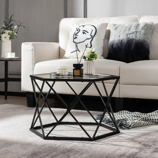 Geometric Glass Coffee Table 