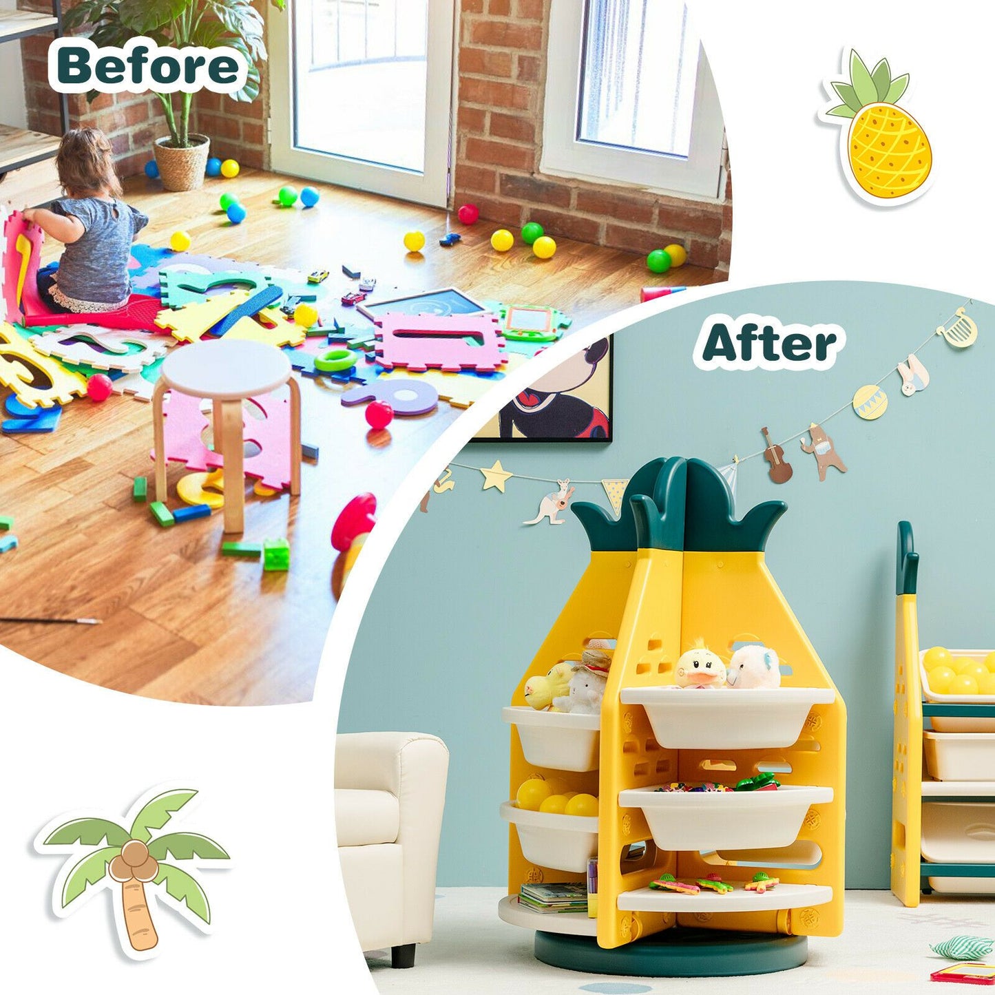 Pineapple 360° Rotation Toy Storage 