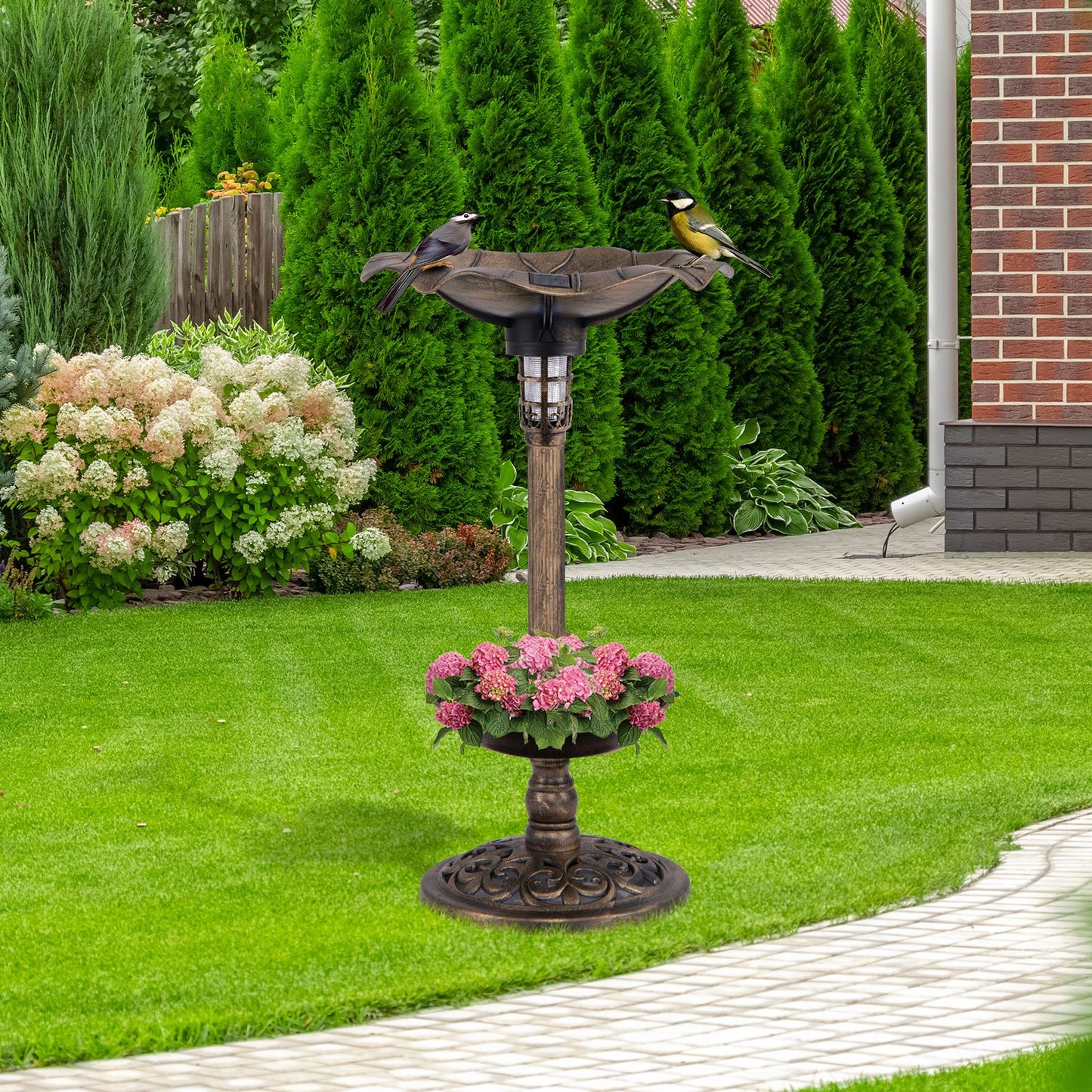 Solar-Powered Bird Bath and Feeder