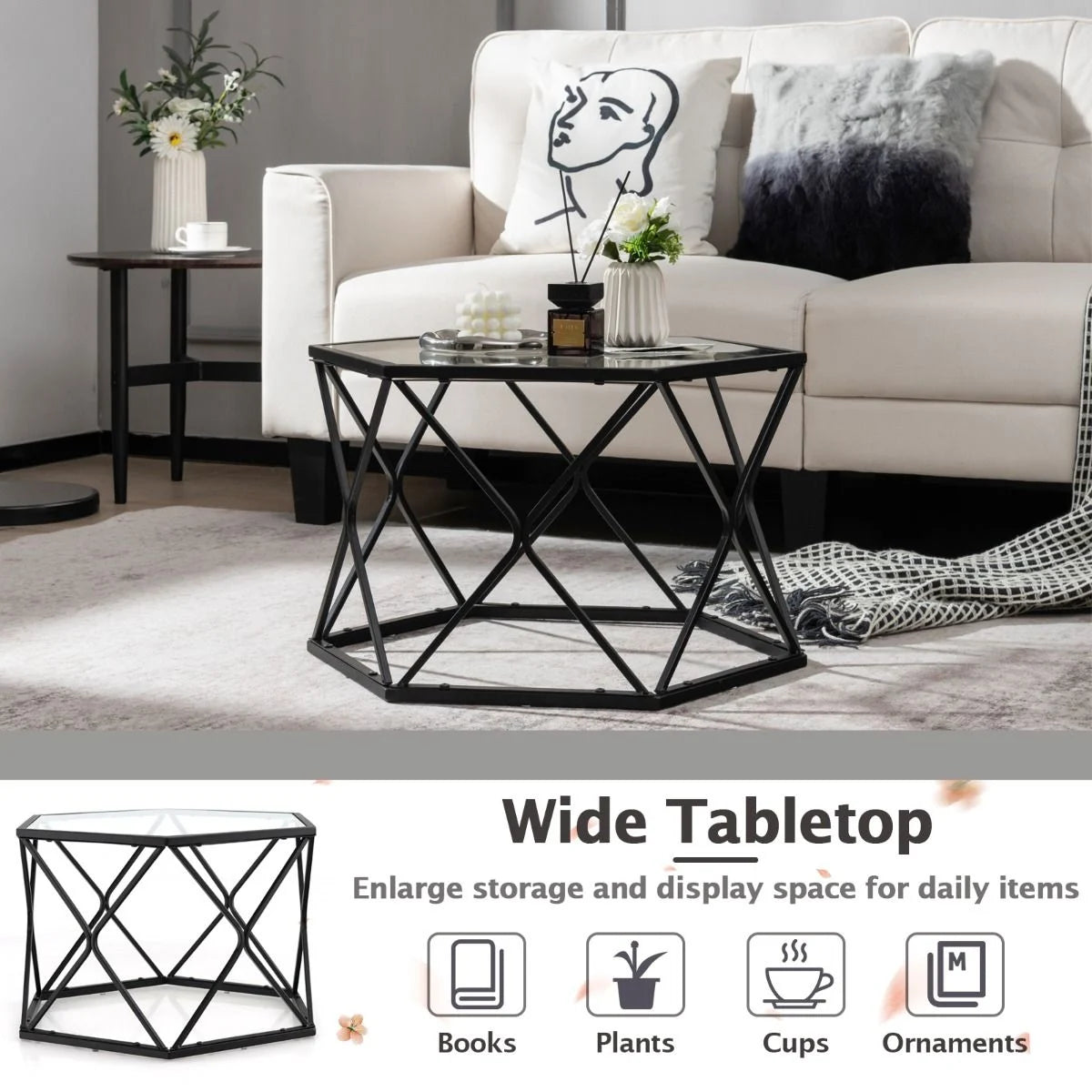Geometric Glass Coffee Table 