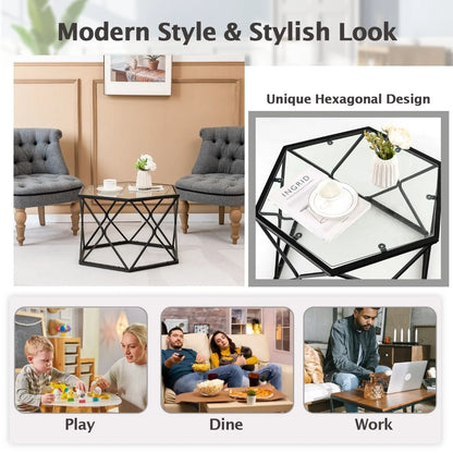 Geometric Glass Coffee Table 