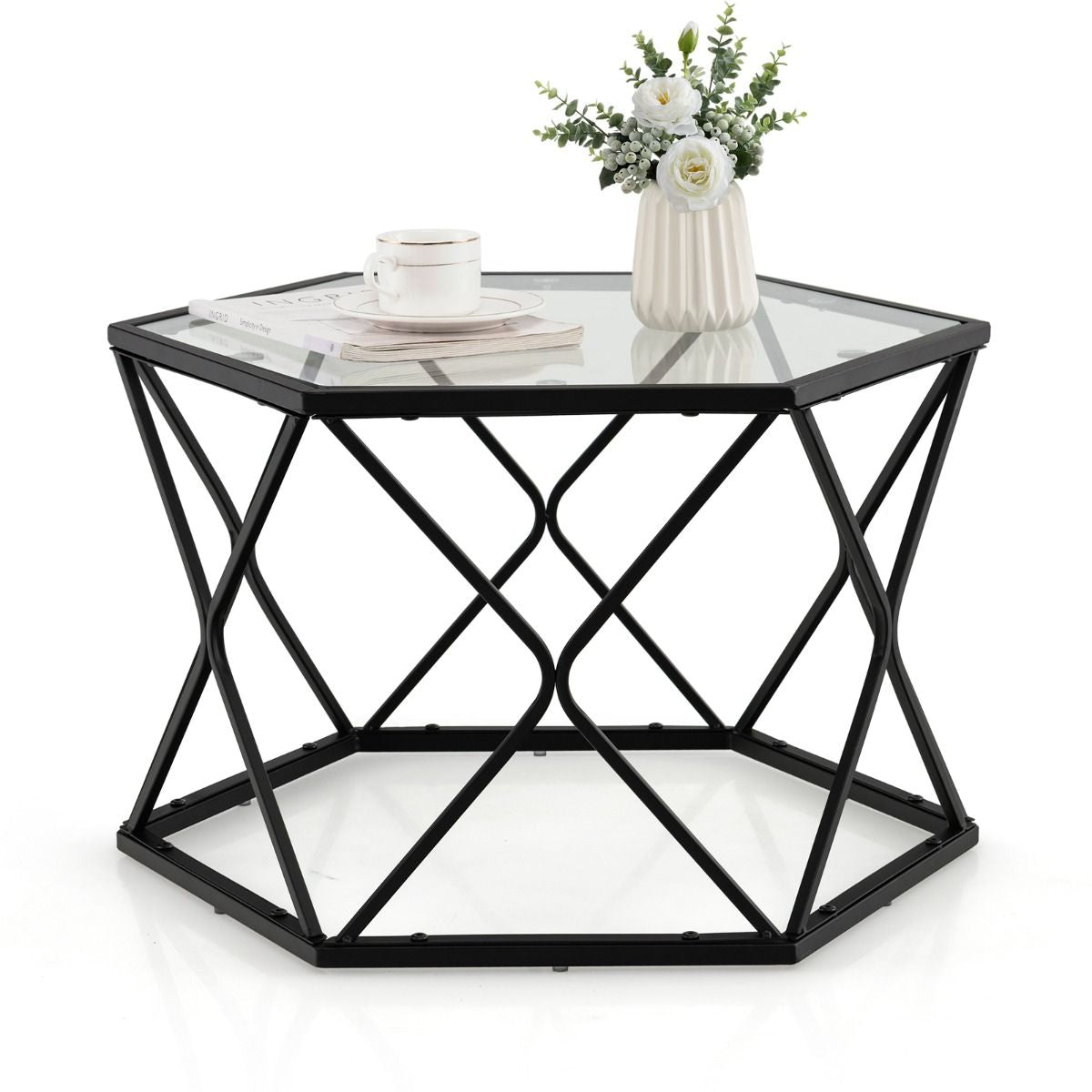Geometric Glass Coffee Table 