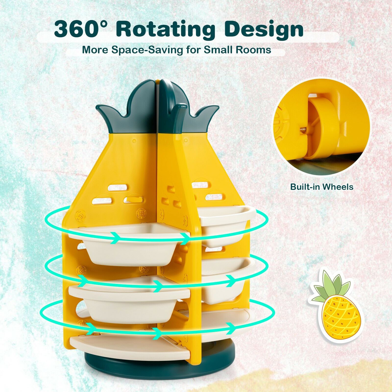 Pineapple 360° Rotation Toy Storage 