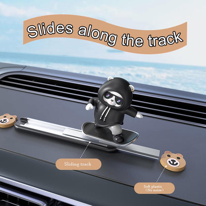 Car Dashboard Decor-Skateboarding Bear Cute Funny Car Accessories for Men Women Dashboard Ornament for Car Interior (Black)