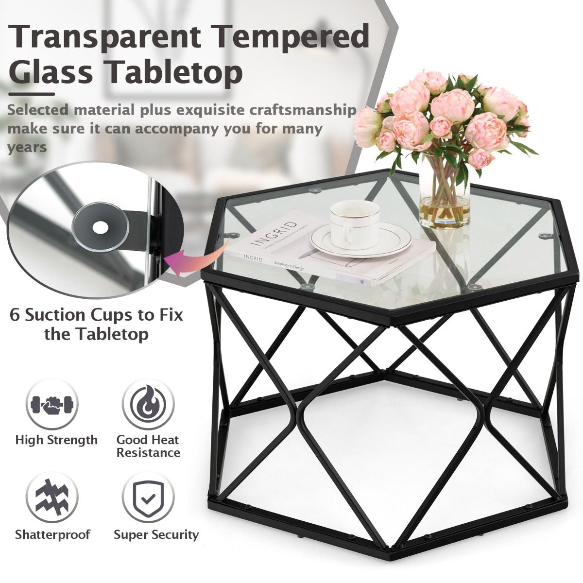 Geometric Glass Coffee Table 