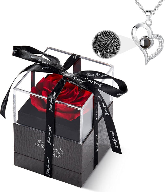 Rose with "I Love You" Necklace