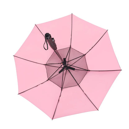3-In-1 Sun Umbrella with Fan Misting Portable Fan Cooling Umbrella Summer Cooler for Outdoor Beach Outdoor Spray Fan Umbrella